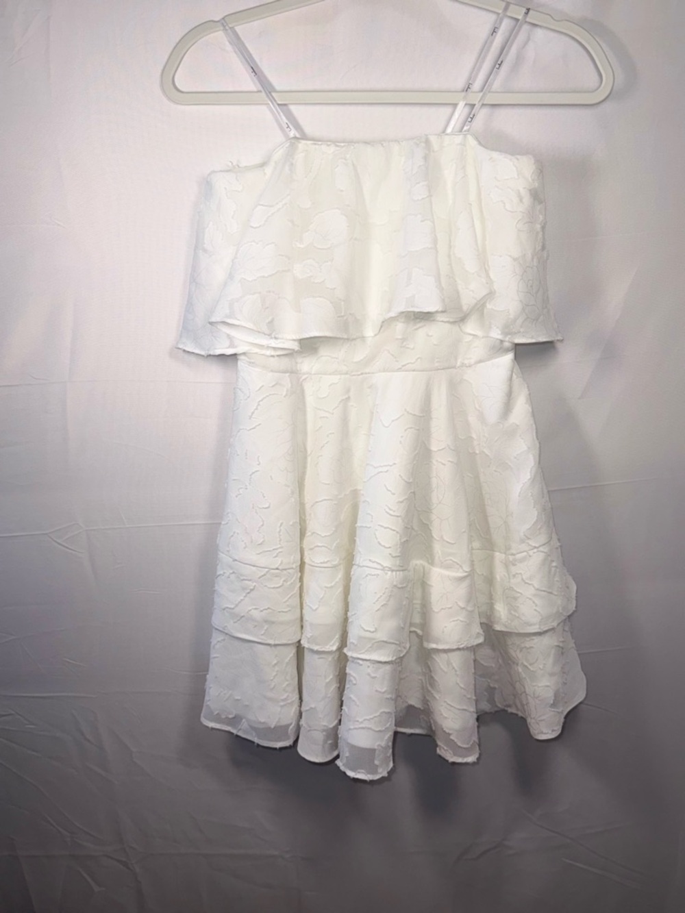 Lulu's True Lover Strapless Floral White Tiered Ruffle Mini Dress Size Small - Picture 2 of 16